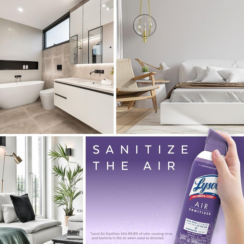 Lysol رذاذ معقم للهواء مع مزيل الروائح للمنزل والمكتب، رذاذ تعقيم، بديل معطر الهواء، رائحة نسيم خفيف، 10 أونصات (عبوة من 3) - Image 4